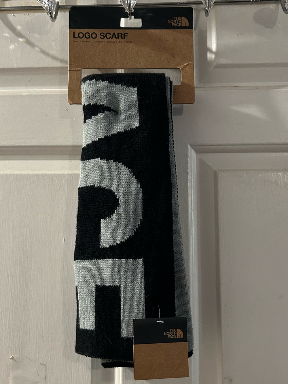 The North Face Black and Gray Bold Logo Scarf